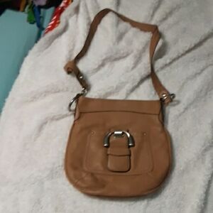 Tan Leather Shoulder Bag 100% Leather By Makowsky Nice Used Bag